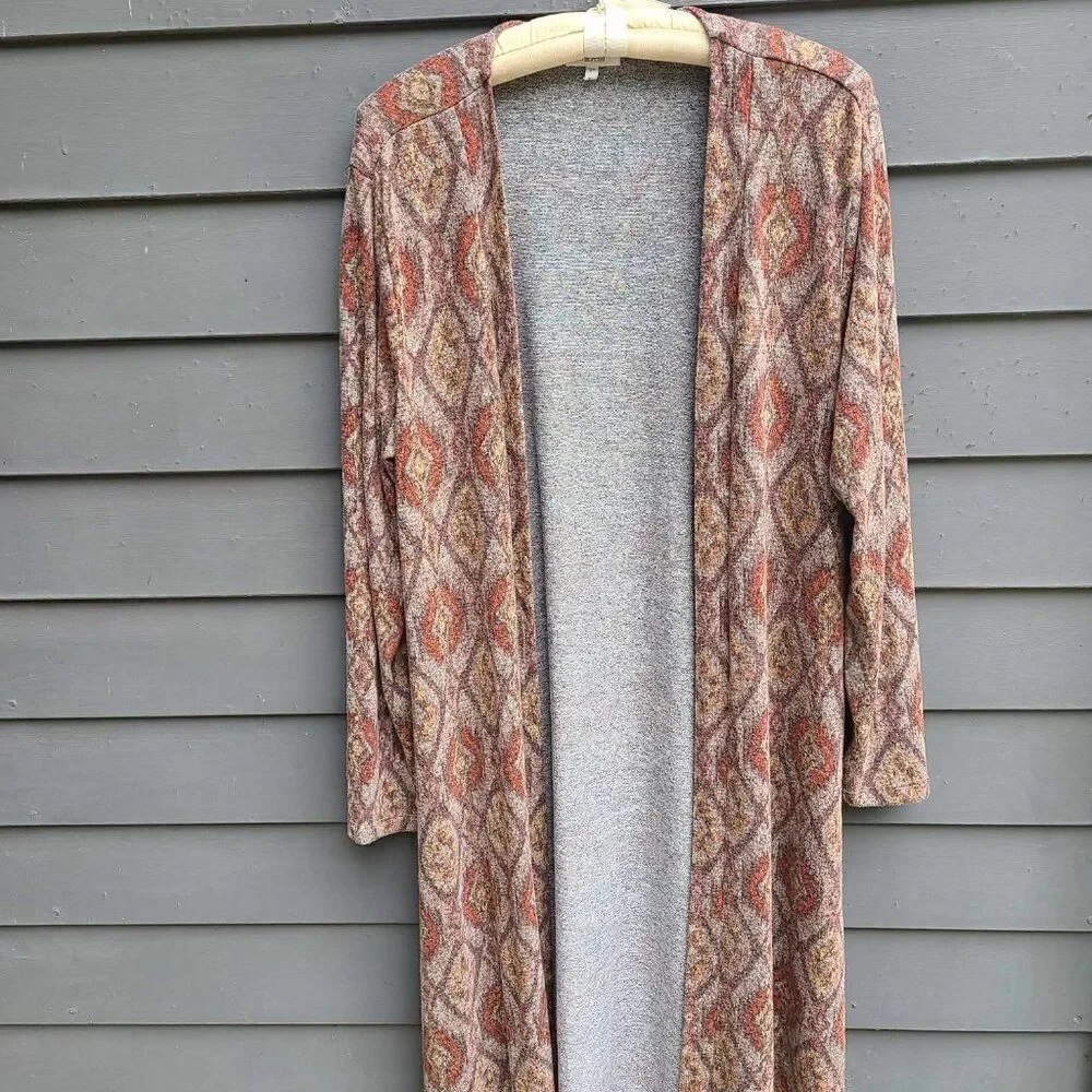 Maurices Brown Rust Tan Open Front Midi Sweater size XL BOHO